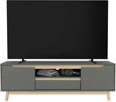 ML-Design TV Lowboard Fernsehschrank aus MDF und Kiefernholz in Mattgrün, B/T/H: 140 x 40 x 46 cm - Bild 1