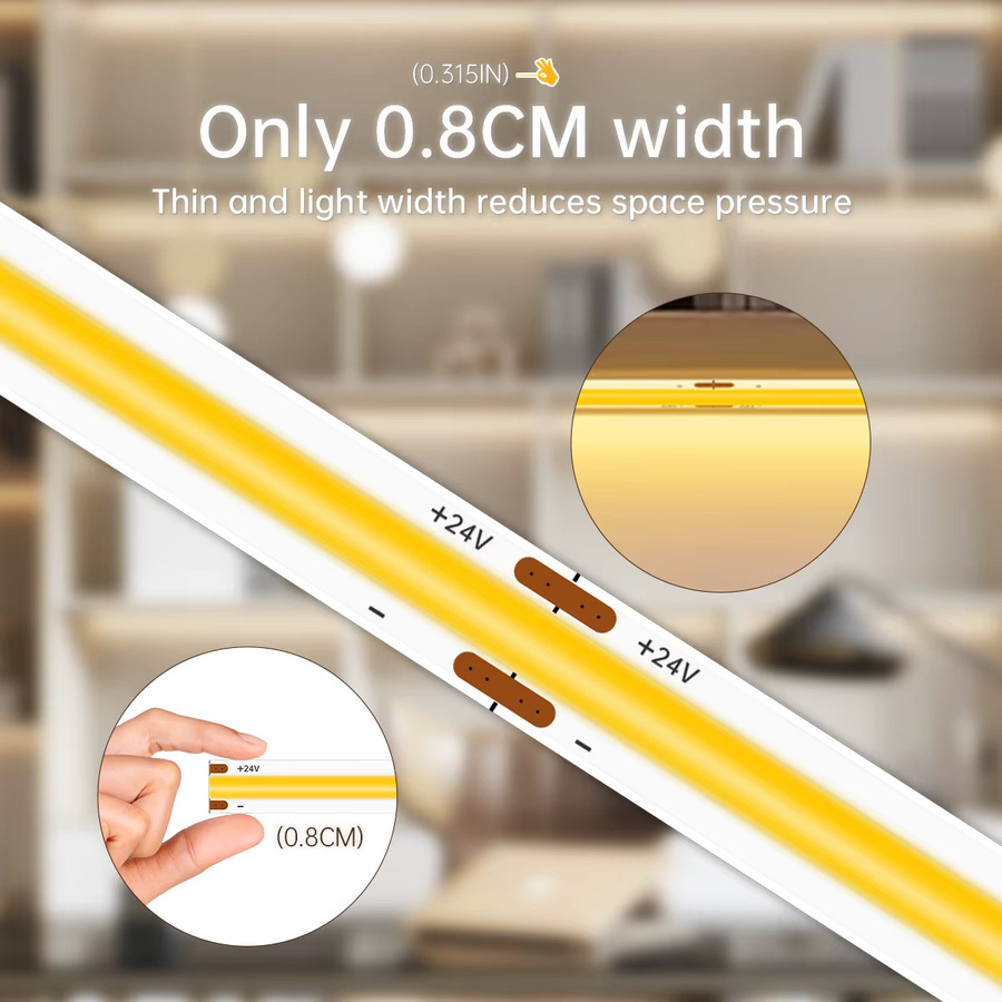 Gyarfas COB-LED-Lichtband RGB Multicolour mit Bluetooth APP-Steuerung und RF-Fernbedienung, dimmbar, 24 V, 2 m Länge, ideal für Küche, Treppenhaus und Hintergrundbeleuchtung - Bild 2