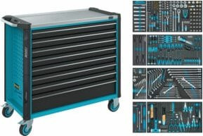 Hazet Werkstattwagen Assistent Blau mit Arbeitsplatte, abschließbar und rollbar, 7 flache und 1 hohe Schublade - Bild 1