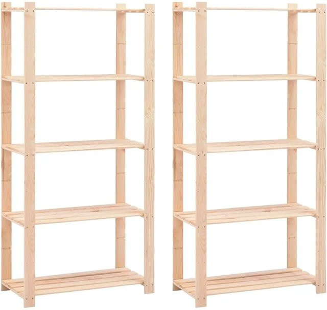 vidaXL Regale Set aus 2 Stück mit 5 Böden aus Kiefer Massivholz in Braun, B/T/H: 80 x 38 x 170 cm - Bild 1