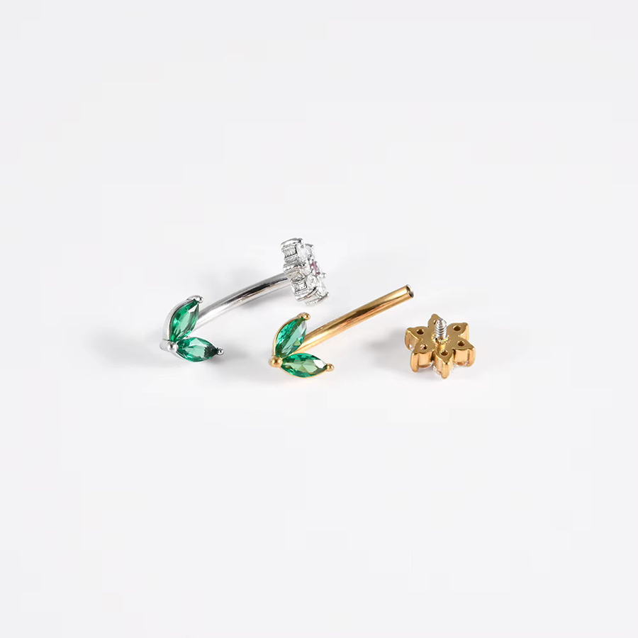Piercing Edelstahl, Zirkonia, Blumen, Unisex - Bild 2