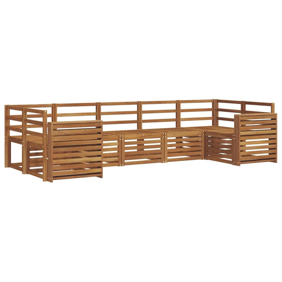 vidaXL 7-teilige Garten-Sofagarnitur aus Massivholz Akazie in Braun und Beige mit L-Form und Polstern - Bild 2