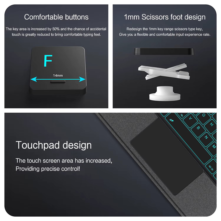 Xiaomi Touchpad-Tastatur und Hülle für POCO Pad M1 12,1 Zoll, abnehmbare magische Tastaturabdeckung mit Stiftschlitz, Schwarz - Bild 5