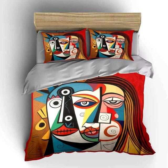Dreiteiliges Bettwäsche-Set mit abstraktem Grafikdesign in Multicolour, Queen Size, B/H: 210 x 210 cm - Bild 1