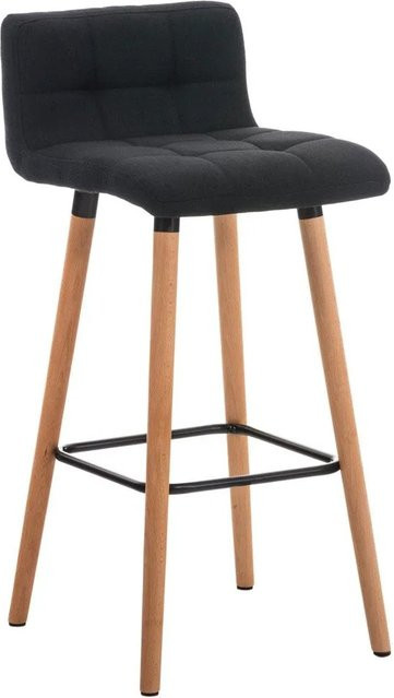 DELUKE 2er Set Barhocker GITOR in Schwarz aus Stoff mit Buchenholz, B/T/H: 42 x 49 x 94 cm - Bild 1