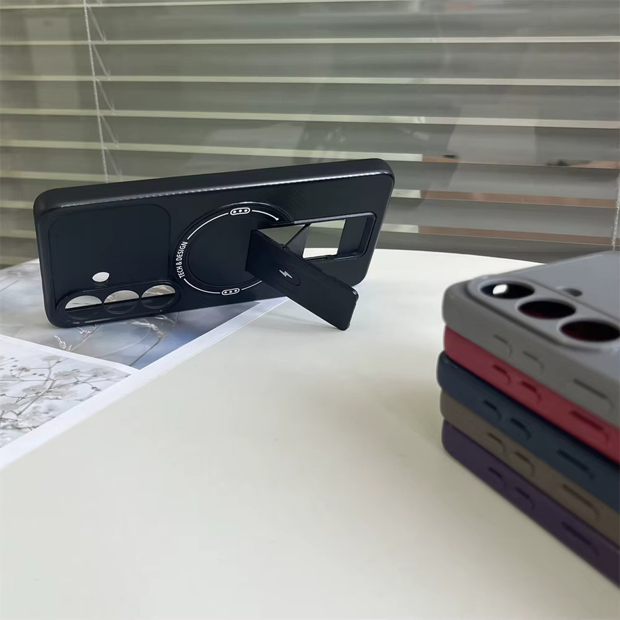 Magnetische Schutzhülle mit faltbarem Ständer in Kohlefaser-Textur für Samsung Galaxy S26 Ultra S25 Edge S24 S23 FE A55 A54 A07 A06 A36 A05 5G in Braun - Bild 3