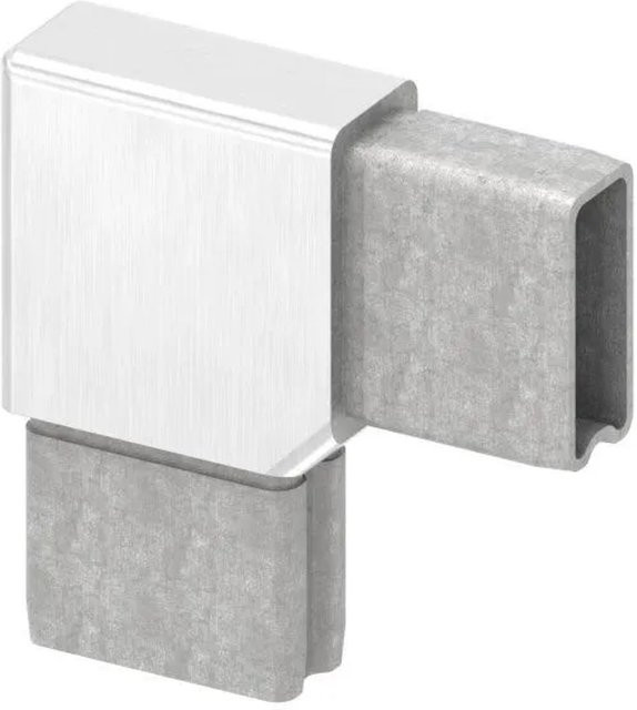 FeNau Steckverbinder 90 Grad aus V4A Edelstahl in Silber für Rechteckrohr 40 x 20 x 2 mm mit Click-System - Bild 1