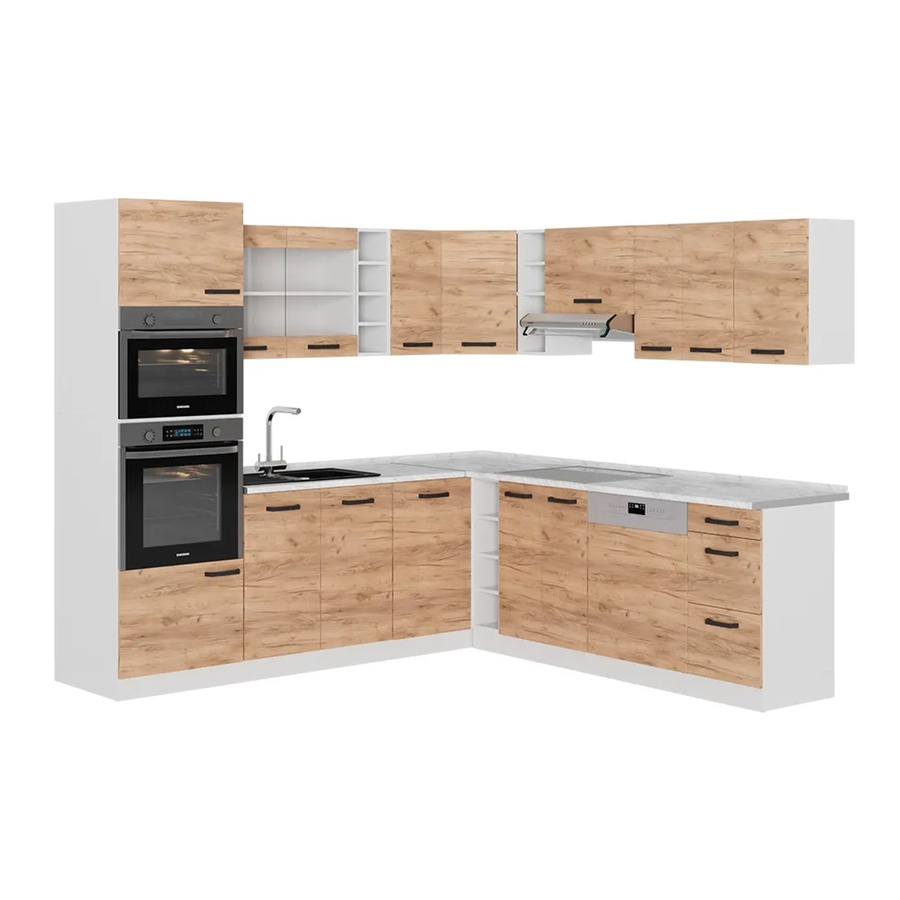 Vicco R-Line Eckküche Goldkraft Eiche Weiß Anthrazit B/T/H: 237 x 247 x 206,8 cm - Bild 1