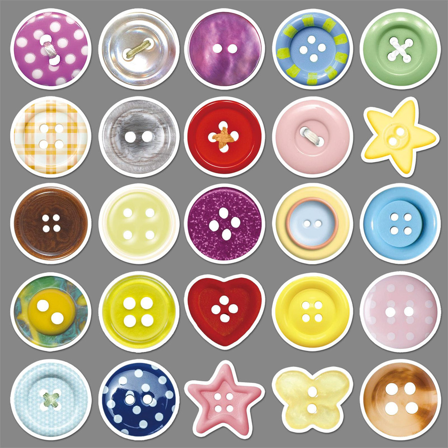 50 bunte Knopf-Sticker als Kreativ-Sticker zur Dekoration von Handy und Laptop in Multicolour - Bild 2