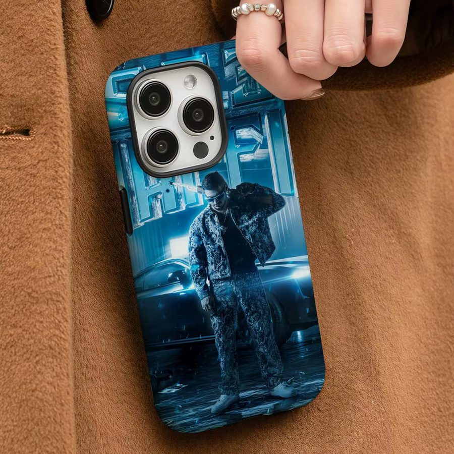 R-RVFV MAFFIA22 Handyhülle für iPhone 17 16 15 14 13 12 Pro Max Plus mit glänzender HD-Doppelschicht-Flüssighartschale in Weiß und Blau - Bild 3