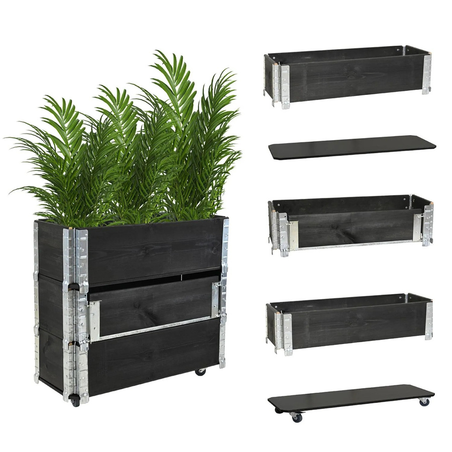 TRUTZHOLM Hochbeet auf Rollen aus Holz und Stahl in Schwarz für Garten und Balkon B/T/H: 80 x 30 x 68 cm - Bild 2