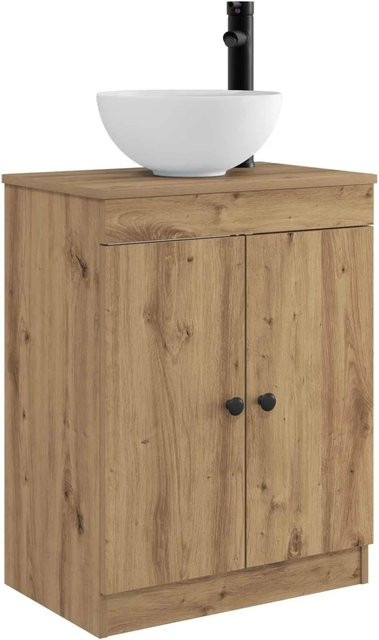 vidaXL Badezimmerschrank mit Waschbecken in Artisan-Eiche und Schwarz, B/T/H: 54 x 35 x 83 cm - Bild 1