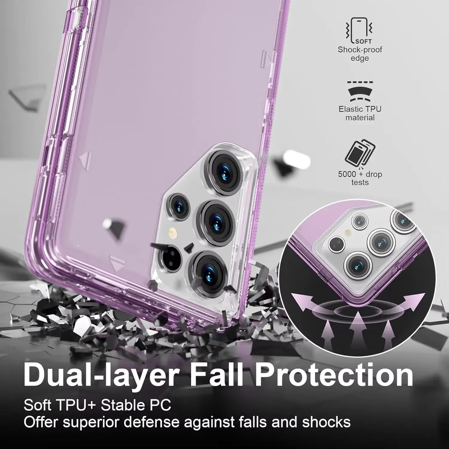 OTT-BOX Stoßfeste Triple-Layer Schutzhülle für Samsung Galaxy S26 Ultra S25 S24 S23 S22 S21 Plus in Transparent und Blau - Bild 4