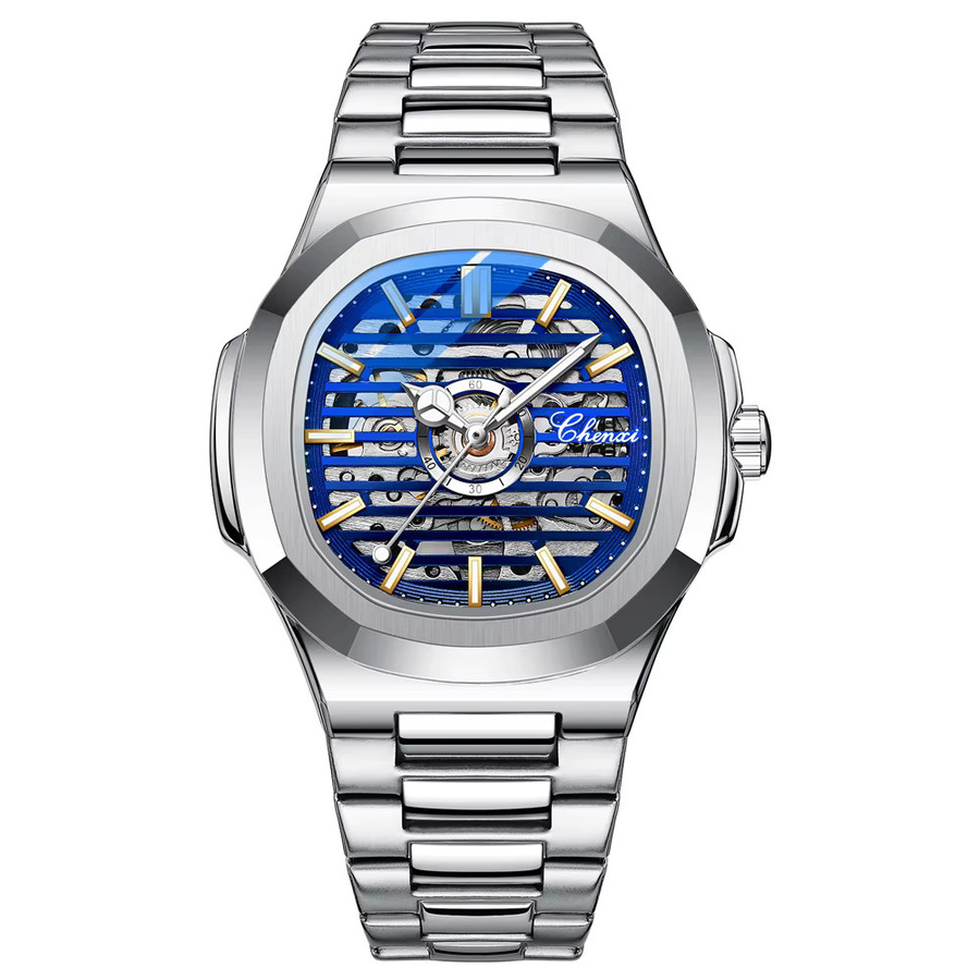 CHENXI Automatik-Armbanduhr Edelstahl, Silber Green, Herren - Bild 6