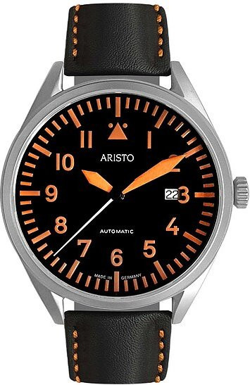Aristo Fliegeruhr Automatik, Edelstahl, Leder, 43 mm, Herren - Bild 1