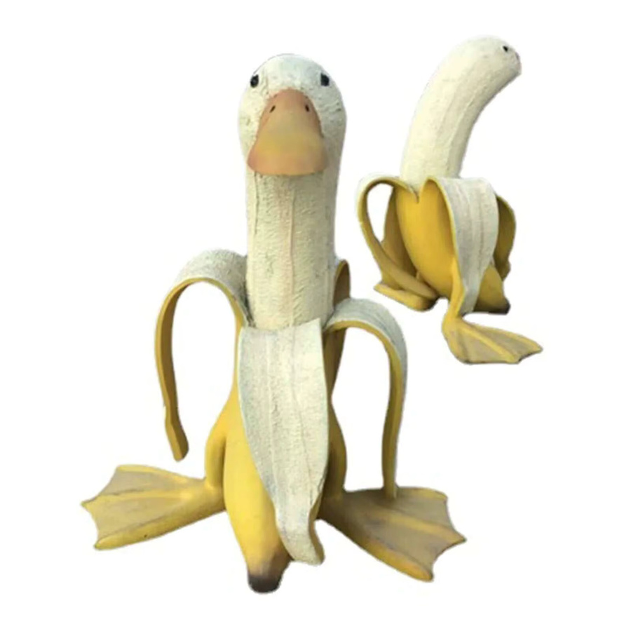 Lustige Bananen-Entenfigur als Kunststatue in Gelb für Garten, Hof und Desktop-Dekoration - Bild 2