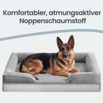 FEANDREA Orthopädisches Hundebett mit Memory-Schaum, Grau, mit abnehmbarem Bezug, erhöhten Rändern und rutschfester Unterseite - Bild 2