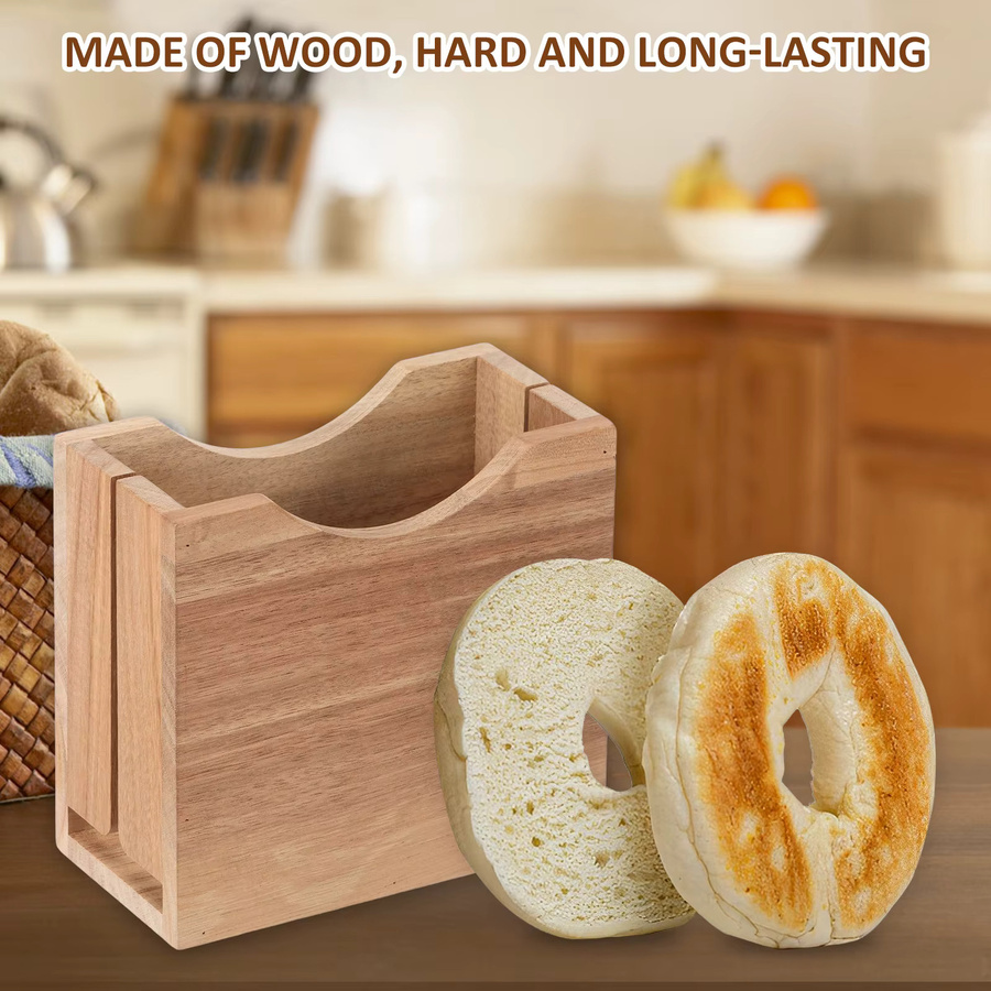Willstar Bagelschneider aus Holz in Braun mit Halterung für die Küche - Bild 3