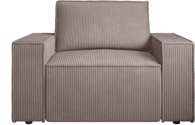 Sessel Amelia mit gerader Rückenlehne von Vente-unique in Dunkelpurpur Cord, Breite: 120 cm - Bild 1