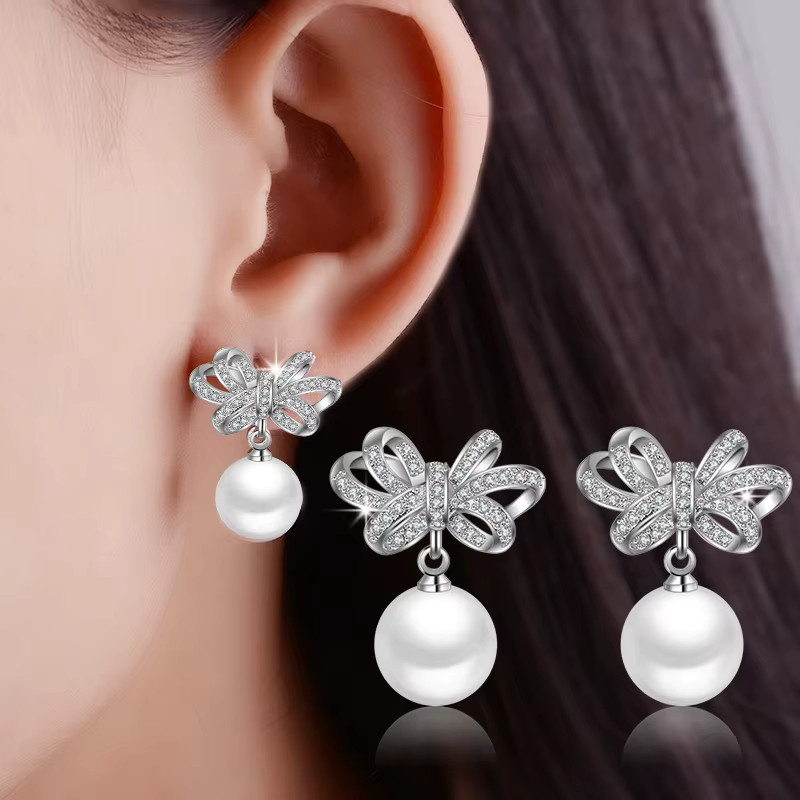 YDSMOSO Ohrringe, Moissanit, Perle, 925 Silber, Damen - Bild 2