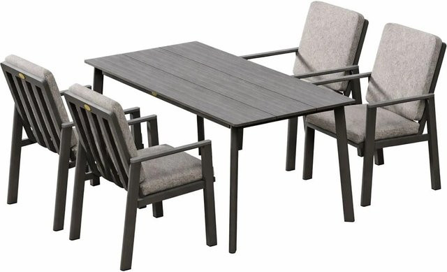 RICHLY Gartenlounge-Set aus Aluminium als Essgruppe für 4 Personen in Grau - Bild 1
