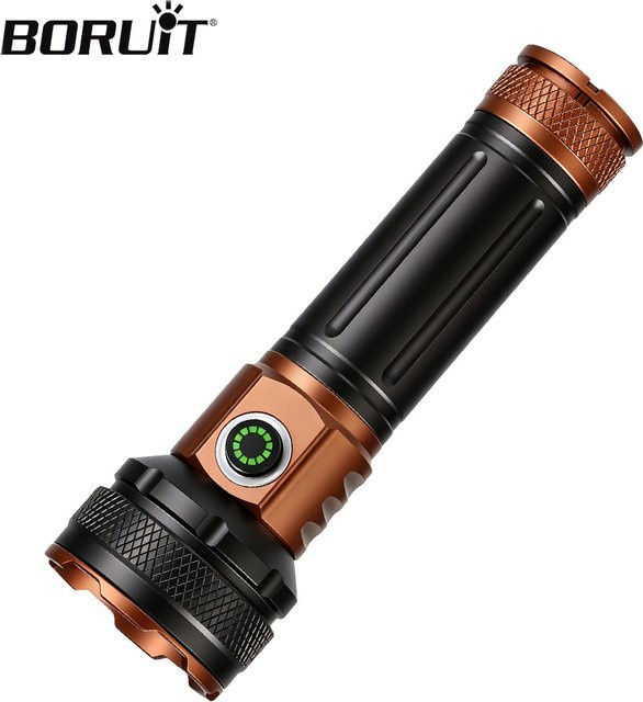 BORUiT Ultrahelle LED-Taschenlampe in Schwarz aus Aluminiumlegierung mit 1500 Lumen, Typ-C wiederaufladbar und Magnetfunktion - Bild 1