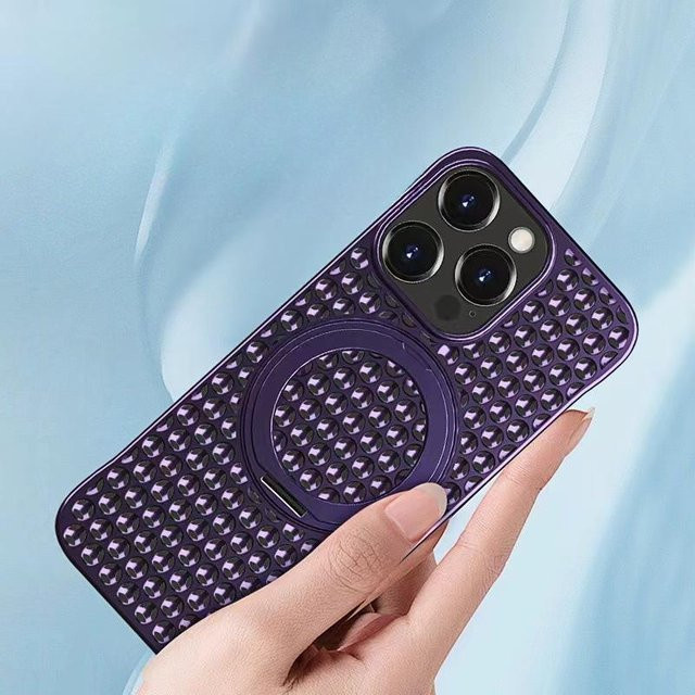 Magnetische Apple iPhone Schutzhülle mit drehbarer Halterung und randlosem Design in Purple - Bild 1