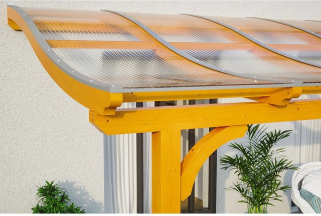 Skan Holz Terrassenüberdachung Venezia aus Leimholz in Eiche hell mit Polycarbonat-Dach, B/T/H: 648 x 339 cm - Bild 1