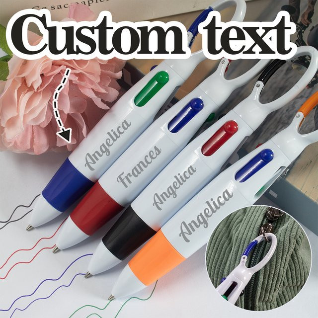 Personalisierter Karabiner-Vierfarbstift in Mehrfarben mit schwarzer Tinte - Bild 1