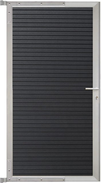 GartenLand Steckzauntor Shadowline aus WPC und Aluminium in Deep Black und Silber, Breite: 90 cm, Höhe: 175 cm - Bild 1