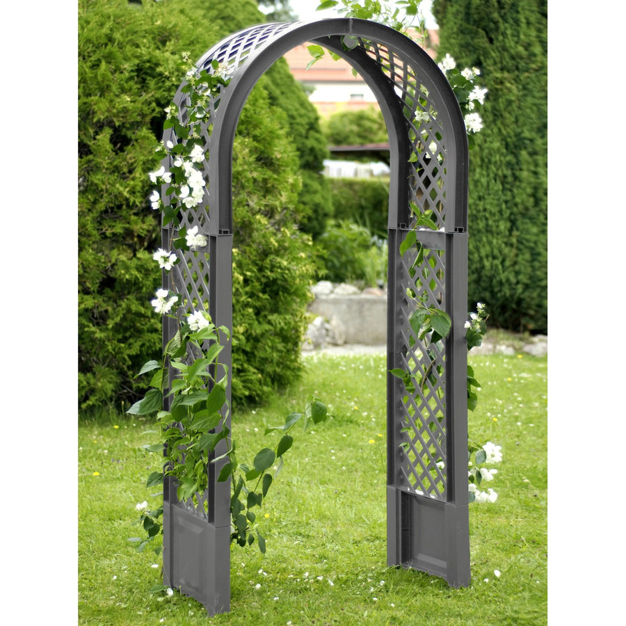 KHW Rosenbogen mit Erdspieß in Grau für Garten und Terrasse - Bild 2