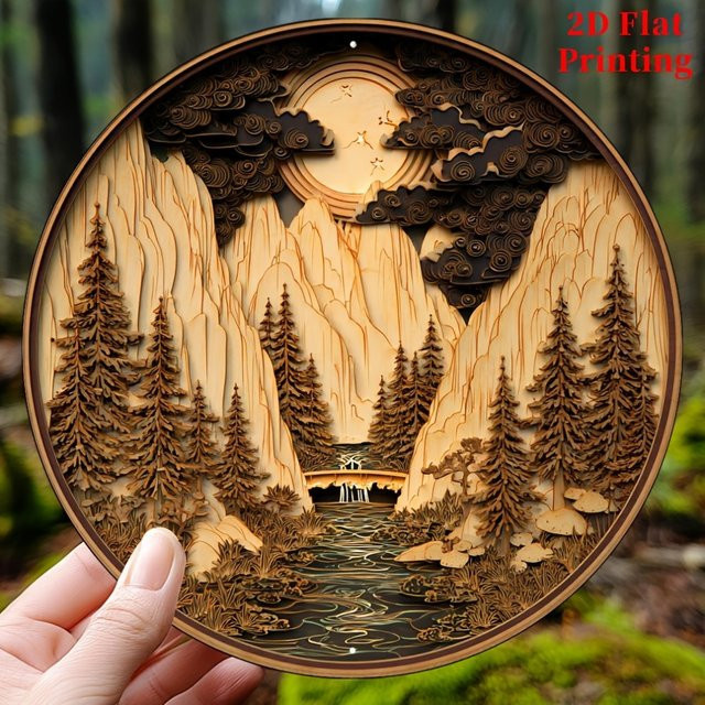 Bohemian Moonlight Scene Wanddekoration aus Metall von CIFBUY, rund, multicolor, Durchmesser: 20,3 cm - Bild 1