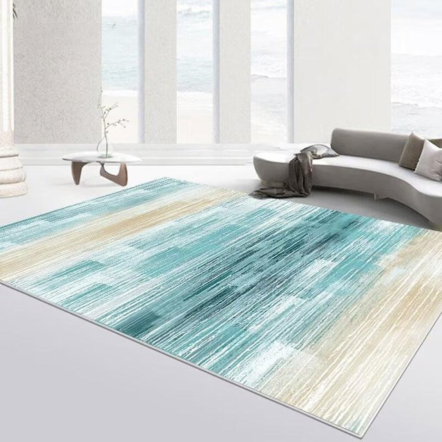 JGJG Nordischer Abstrakter Teppich in Blau, Modernes Design, Rutschfest und Waschbar, B x T: 200 x 300 cm - Bild 1