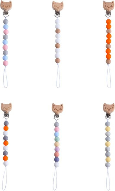 Panplay Schnuller Kette für Babys aus Holz und Silikon mit Tier-Motiven in Natur und Bunt - Bild 1