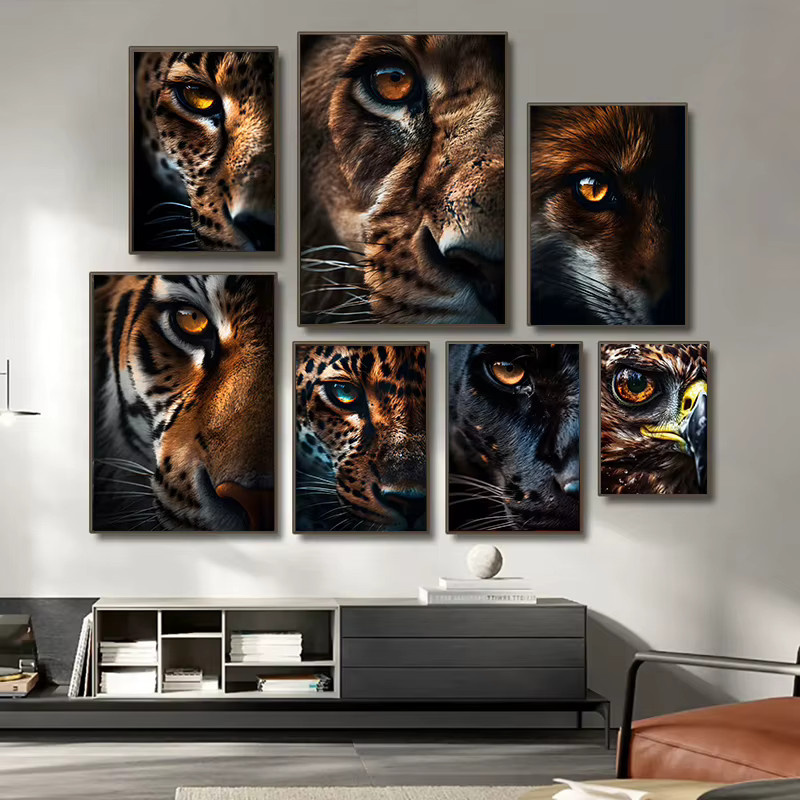 Potdemiel Wildtier Wandkunst Tiger- und Löwenaugen-Poster als Leinwanddruck in Mehrfarbig - Bild 2