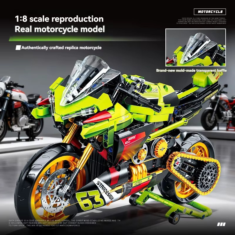 yaafun Technisches Motorrad, Bausatz, 1:8, 776 Teile - Bild 3