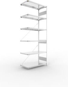 Meta Steckregal CLIP 150 S3 AR Anbauregal mit 6 Böden, Farbe: Silber, B/T/H: 250 x 100 x 50 cm - Bild 1