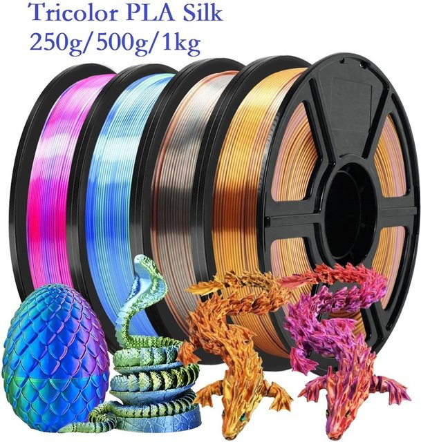 3D Maliang Tricolor Seide PLA Filament 1,75 mm Mehrfarbig Rot Blau Grün für FDM 3D-Drucker - Bild 1