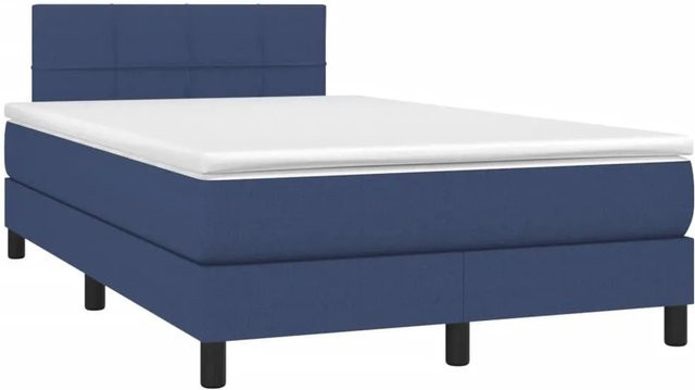 vidaXL Boxspringbett mit Matratze Hybrid-Design in Blau und Weiß, B/T/H: 120 x 190 cm - Bild 1