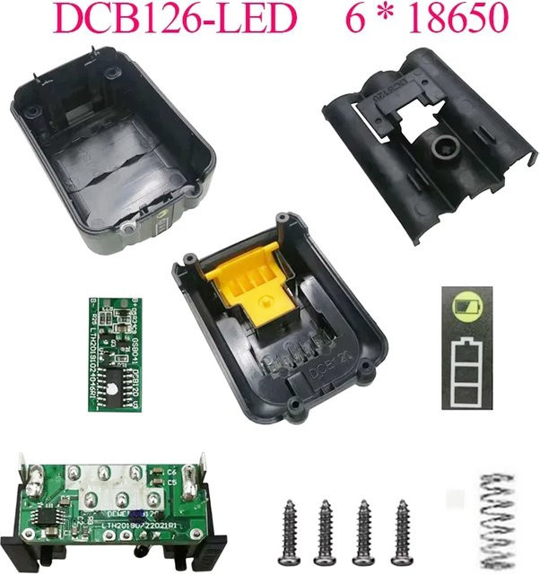 DeWalt Ersatz-Schutzplatine und Kunststoffgehäuse für 6x18650 Li-Ion Akkus, kompatibel mit 10,8 V und 12 V Modellen DCB120, DCB125 und DCB127 - Bild 1