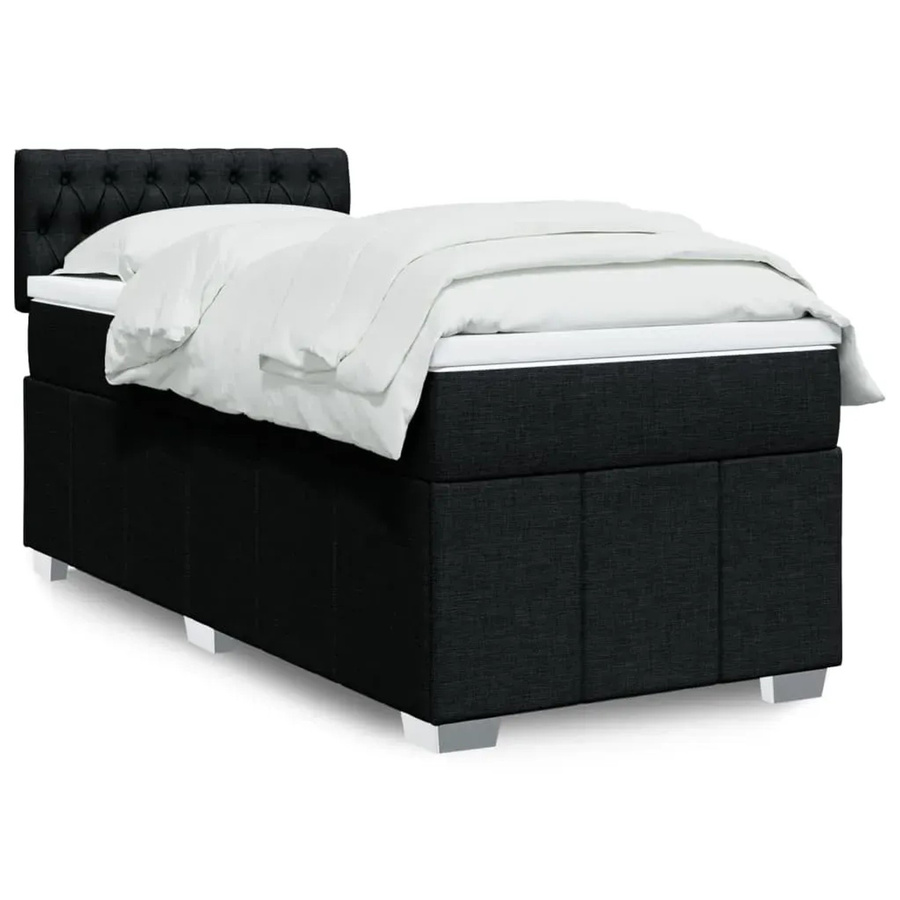 vidaXL Boxspringbett mit Matratze Schwarz aus Stoff mit USB-Anschluss und Unterbettbeleuchtung B/T/H: 90 x 190 x 100,5 cm - Bild 2