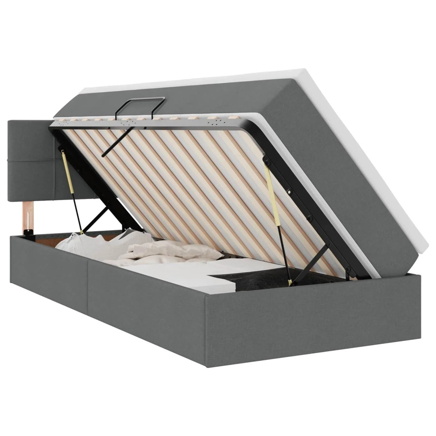 vidaXL Bett mit Stauraum und LED-Beleuchtung in Dunkelgrau, B/T/H: 90 x 190 x 88 cm - Bild 2