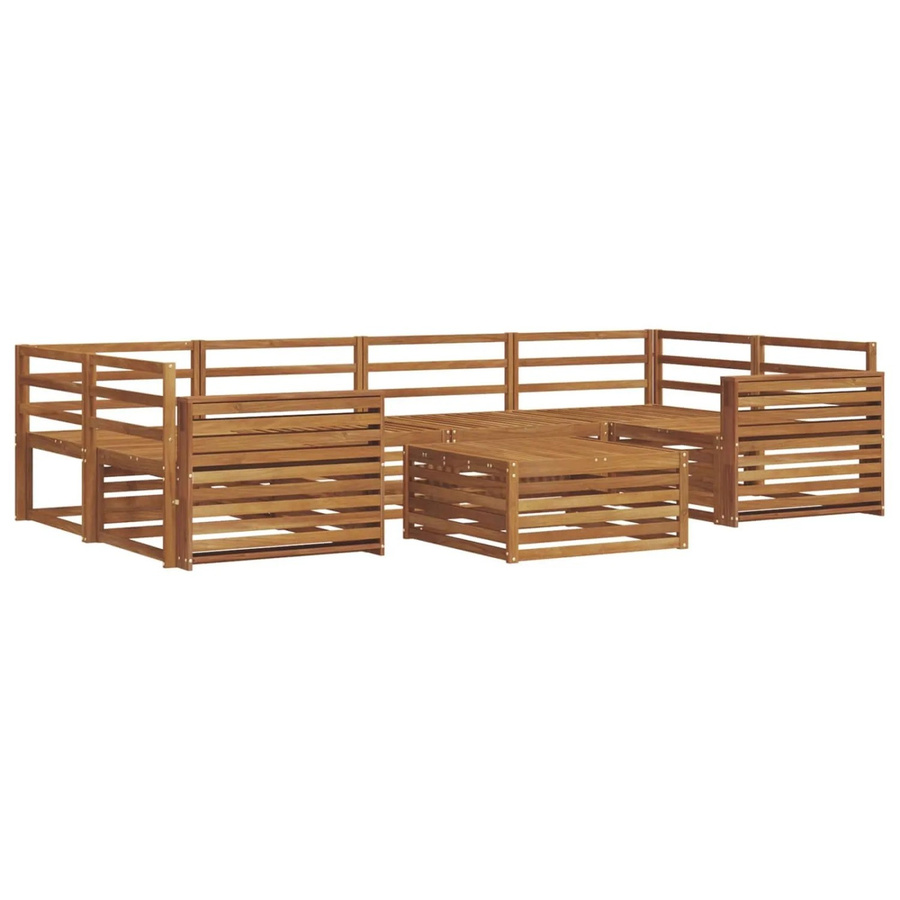 vidaXL Outdoor-Sofagarnitur 7-teilig aus Akazienholz in Braun mit Tisch und Polstern - Bild 2