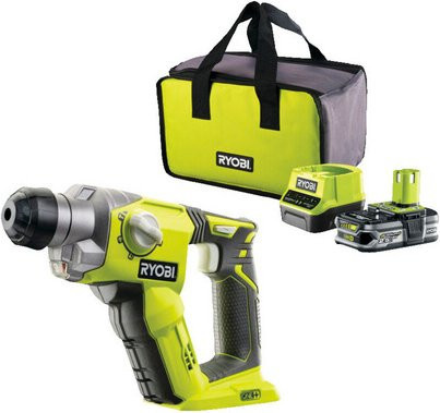 Ryobi Akku-Bohrhammer R18SDS-125S in Grün mit 1,3 J Schlagenergie, inklusive 18 V 2,5 Ah Lithium+ Akku und Ladegerät - Bild 1