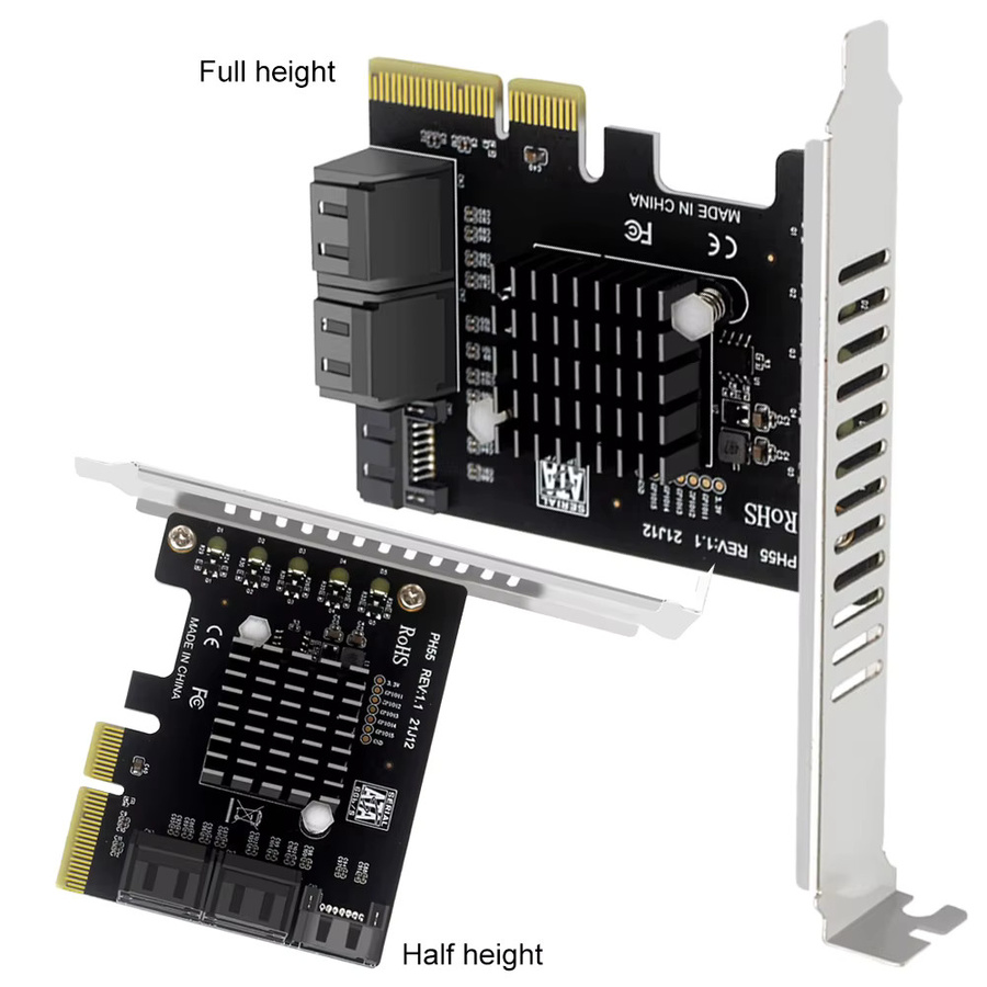 VODOOL PCIe zu 5-Port SATA 3.0 Erweiterungskarte mit Trim-Unterstützung und RAID-Controller in Schwarz - Bild 2