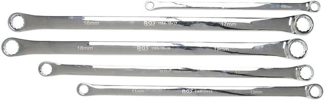 BGS Doppel-Ringschlüssel-Satz extra lang aus Chrom-Vanadium in Silber, 5-teilig, SW 8-19 mm - Bild 1