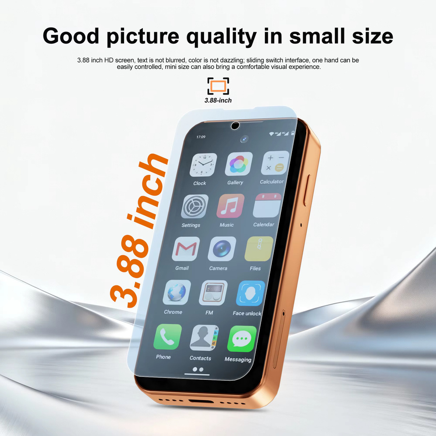 SERVO 19 Air 4G LTE Mini Smartphone mit Android 12.0, 6 GB RAM, 128 GB Speicher, 3,88 Zoll Display, Face Unlock, GPS und Dual SIM in Orange und Gold - Bild 2