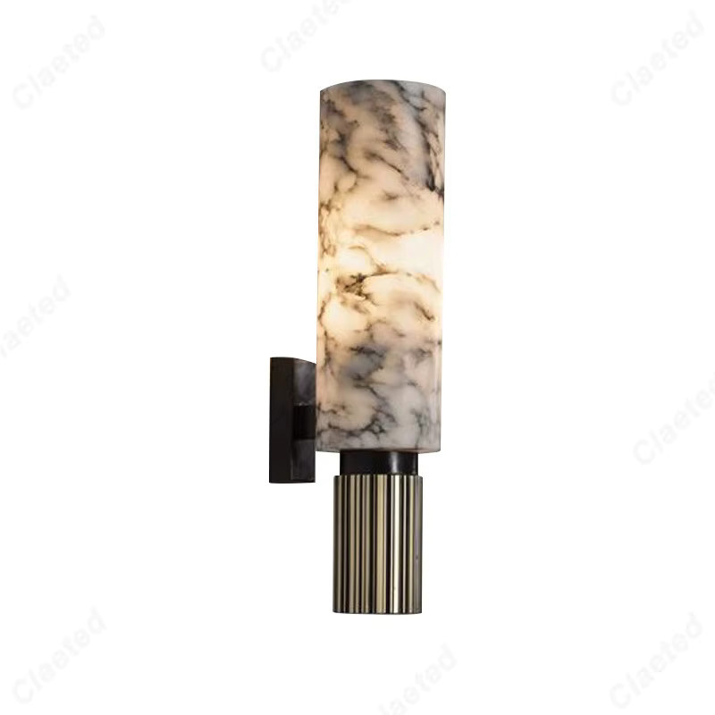 Claeted Retro LED Wandlampe aus weißem Marmor mit warmweißem Licht für Wohnzimmer, Schlafzimmer und Flur - Bild 5