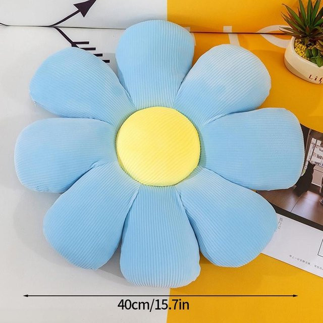 Dekoratives Sonnenblumenkissen in Gelb, rundes Sitzkissen mit Blumenmuster für Sofa und Schlafzimmer, Durchmesser: 40 cm - Bild 1