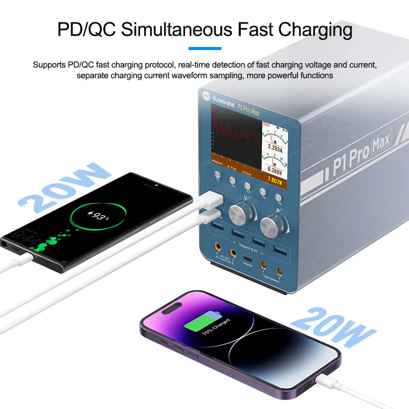 SUNSHINE P1 Pro MAX Intelligentes Netzteil für Punktschweißen mit Einbrennbatterie, Batterieaufstarten und QC-Schnellladung - Bild 3